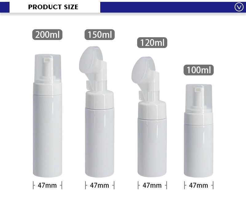 High Quality 100ml 120ml 150ml 200ml White Pet Foam Bottle with Brush