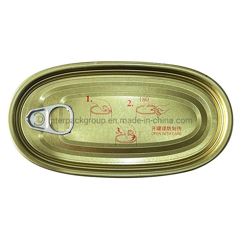 501# Normal Top Golden Oval Lid for 2 Piece Sardine Food Can