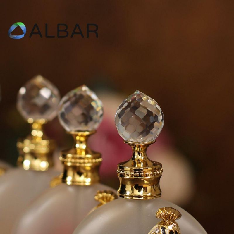 Screw Cap Glass Stick Perfume Bottles in Arabian Style Metal Zinc Fragrance Care Use