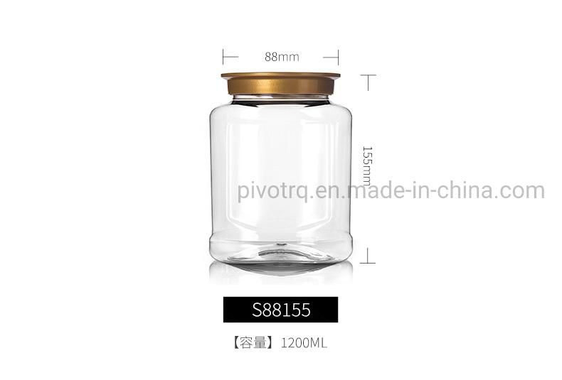 1200ml 40oz Clear Large Empty Food Plastic Container Jar with Plate Cap