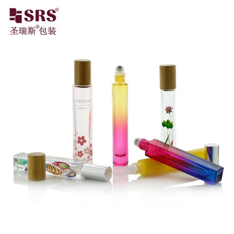 SRS Packaging China Manufacturer High Quality Cosmetic Clear Amber Essential Oil Perfume Bottle & Plastic Eye Serum Steel Roller/Roll On Glass Vial No Leakage