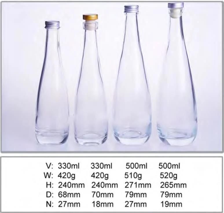 Conical Shape 500ml Glass Beverage Bottle Packaging with Metal Screw Cap