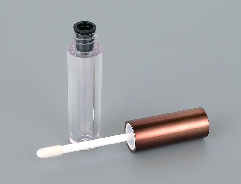 New Design Empty Round Brown Lip Gloss Containers Tube Packaging with Wands Lipgloss with Brush Applicator