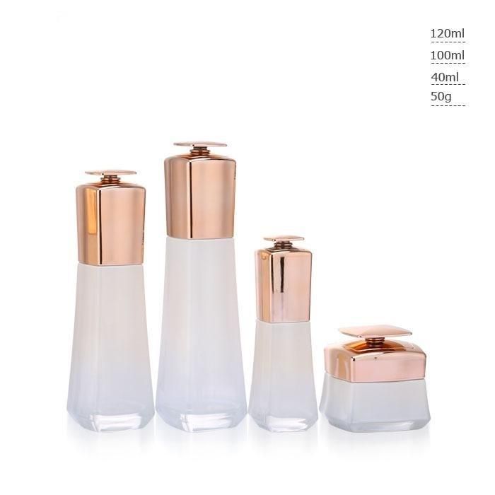 Ll15 Cylinder Round Frosted Cosmetic Cream Bottle Otion Glass Bottle for Face Cream with Aluminum Pump Sprayer Have Stock