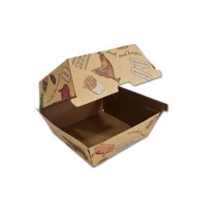 Burger Box Disposable Food Grade Meal Takeaway Kraft Paper Burger Box