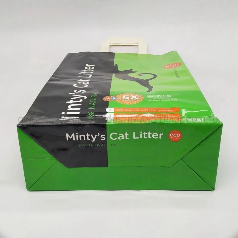 5kg 10kg Cat Litter Packing Paper Bag with Handle Eco-Friendly Packaging Bag