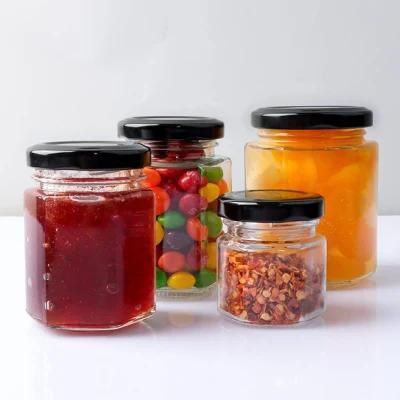 Custom Label Hexagonal 250ml 370ml 500ml Jam Honey Glass Jar