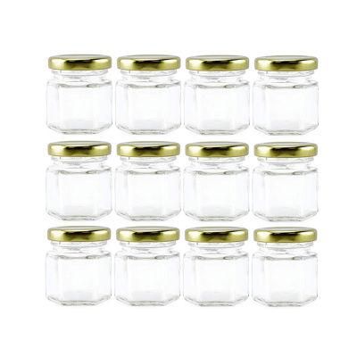 1.5oz Mini Hexagon Glass Jars for Honey Spices Gifts Party Favors