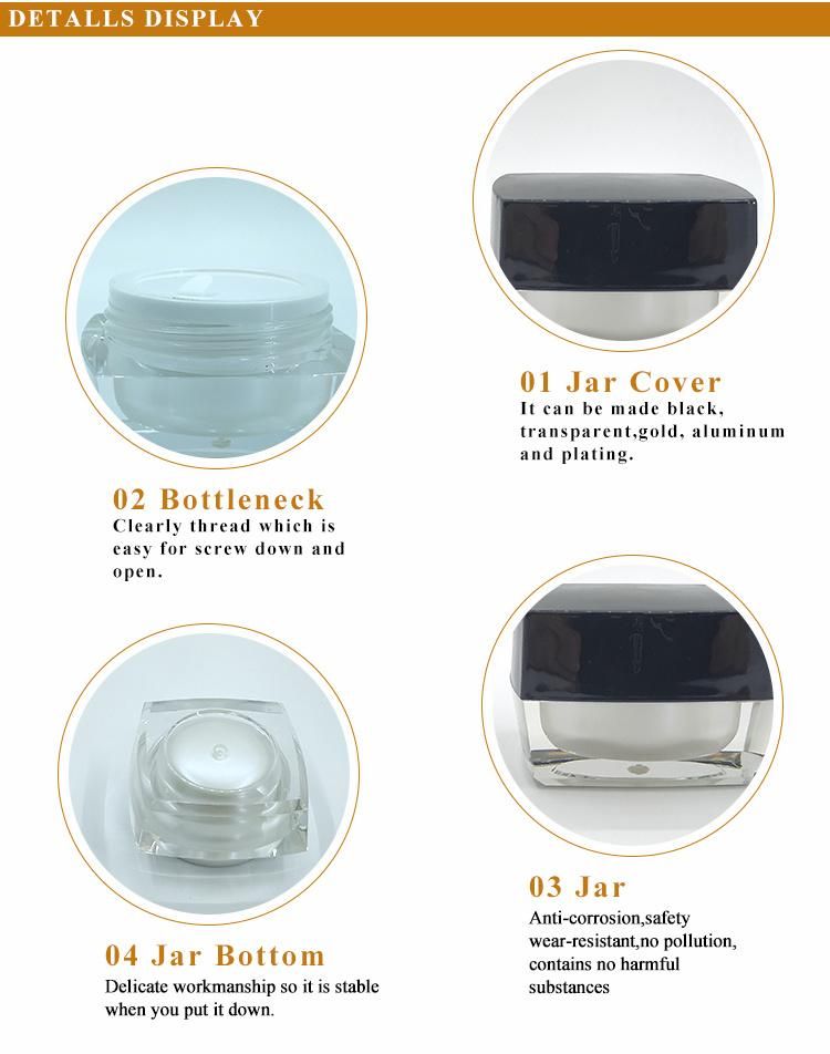 20g 30g 50g Square Acrylic Cream Cosmetic Jar (SKH-1464)