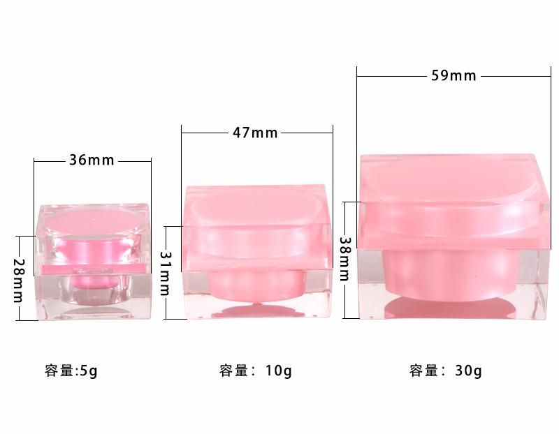 5g 10g 15g 30g Square Cosmetic Acrylic Cream Jar for Skin Care