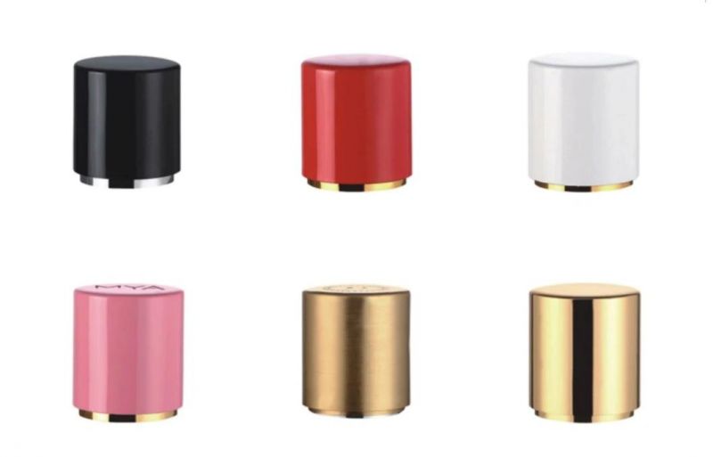 OEM Luxury Black and White Cylinder Shape Aluminum Metal Magnetic Perfume Bottle Cap with Collar