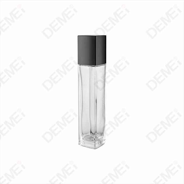 40ml 80ml 110ml Square Glass Bottle Holographic UV Coating with Pearl Cap