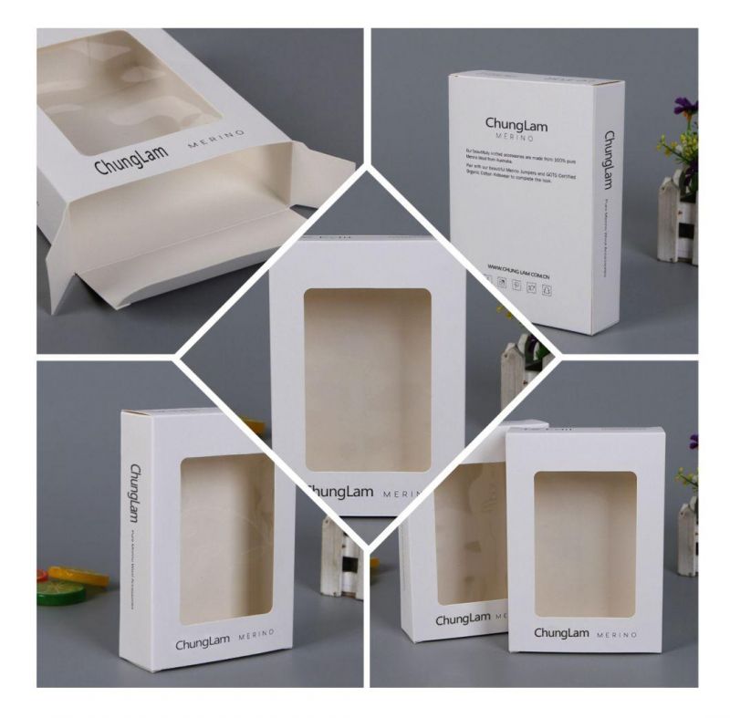 Custom Logo Printing Cosmetic Packaging Paper Gift Box with Clear Window