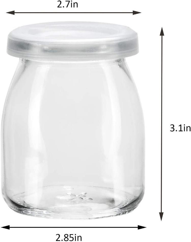 100ml 200ml Yogurt Pudding Milk Glass Bottles Jars with Plastic Lids