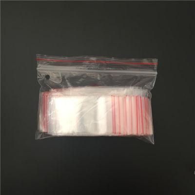 PE Reclosable Zipper High Transparent Ziplock Bag with Red Line on Lip