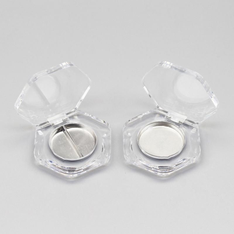 New Design 1.5g Customized Pet Plastic Eye Shadow Case Transparent Empty Eyeshadow with Hexagonal Shape