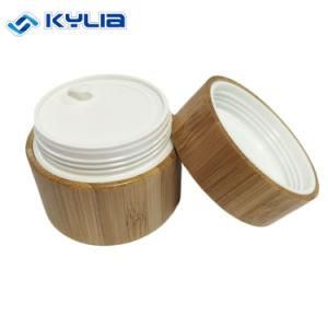 Customize Round Shape 30g Empty Bamboo Wood Cosmetics Jar with Plastic Liner