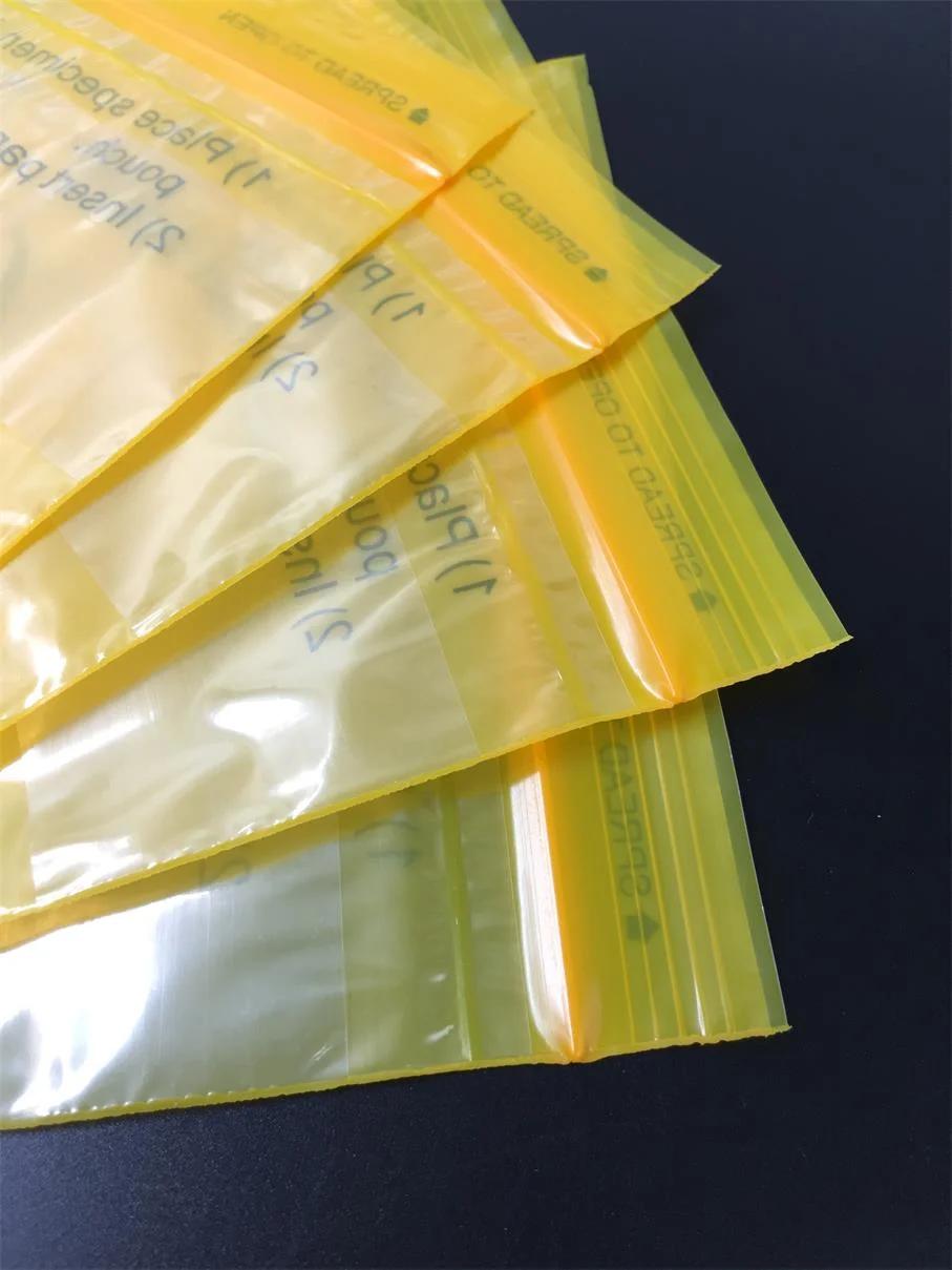 Ht-0765 Hiprove Brand Standard Yellow Color Zip Lock Bags for Biohazard Waste