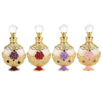 High End Arabian Perfume Oil Bottles 10ml Glass Essential Oil Oud Bottle with Rhinestone