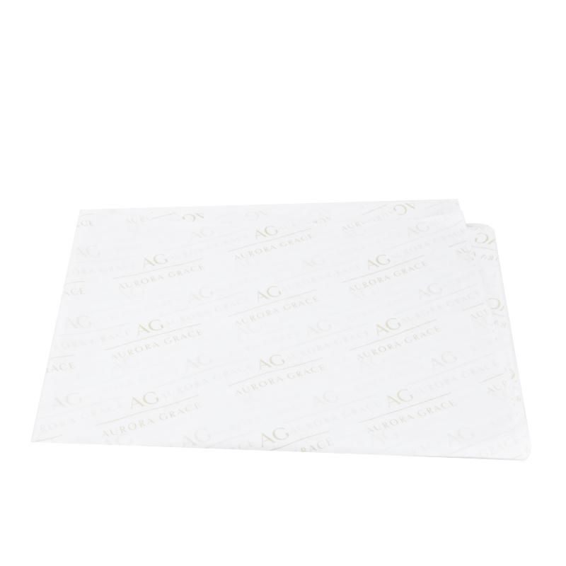 Gold Color Printed Logo White Tissue Wrapping Paper