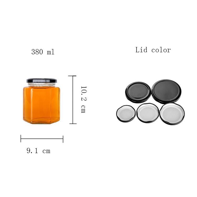 380ml 13oz Hexagon Glass Jars Glass Containers Glass Food Storage Jars