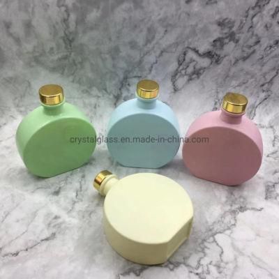 Customized Design 150ml Flat Round Aromatherapy Oil Perfume Diffuser Bottles Glass with Lids