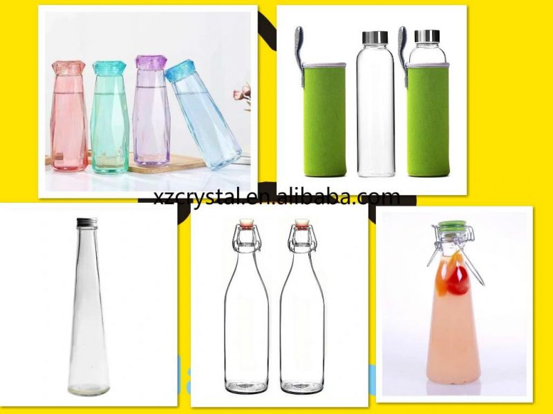 330ml 500ml Glass Juice Bottle with Rubber or Cork for Beverage Packaging