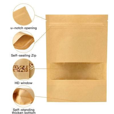 Kraft Pouch Doypck Factory Wholesale Food Grade Standing up Heat Seal Printed Tea Custom Food Kraft Paper Bag