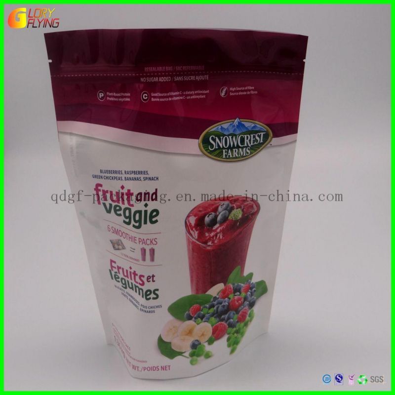 Fruit Plastic Zipper Bag/Standing Fruit Plastic Bag/Free-Standing Plastic Bag for Fruit Salad