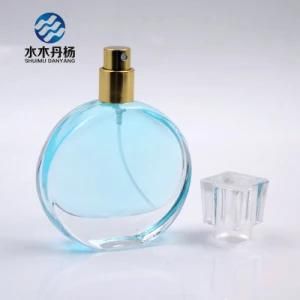 50ml Flat Shaped Empty Perfume Bottle with Collar and Sari Cap