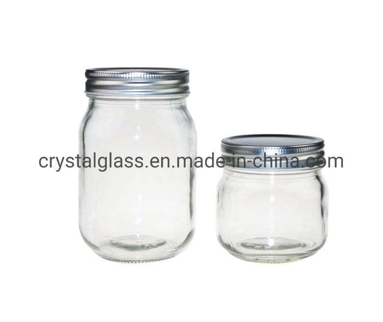 Food Packing Glass Mason Jar with Two Parts Cap/Fission Cap