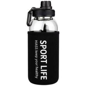 Empty Round Cylinder 500ml 750ml 1000ml Drinking Glass Sport Water Bottles with Sleeve