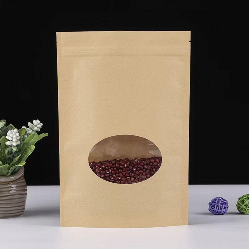 Kraft Paper Zipper Bag with Elips Clear Window