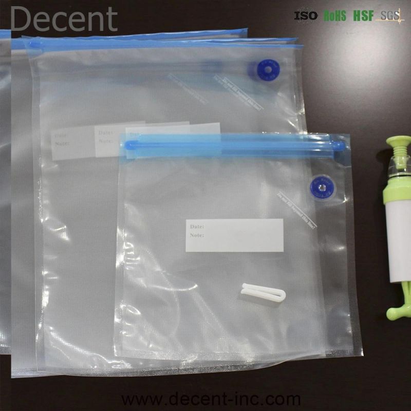 High Quality Reusable Vacuum Sealing BPA Free Resealable Food Vacuum Bags with Pump