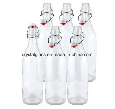 Airtight Carbonated Beveage Glass Bottle with Ceramic Clip Cap 1L