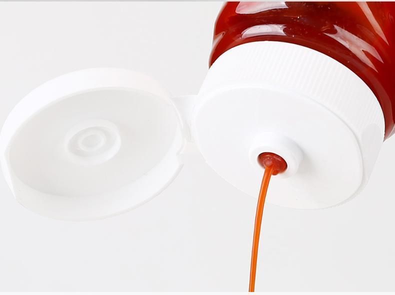 360ml12oz Pet Squeeze Ketchup BBQ Chili Sauce Plastic Food Grade Bottle Screw Flip Lid with Silicone Fossil Seal