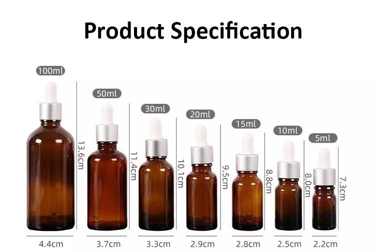 China 15ml Amber Transparent Various Styles Good Sealing Thickened Glass Essential Oil Bottle with Dropper Screw Cap for Perfume Cosmetics Make up