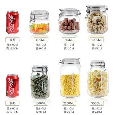 Clear Airtight Food Storage Glass Jar with Clip Lid