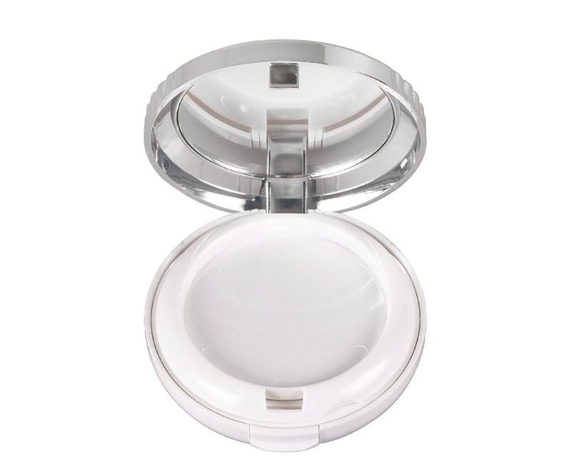 8g Round Metalized Silver 2 Tiers Pressed Powder Compact Case with 59mm Compact Pan Casing Compact Powder