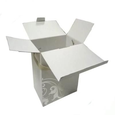 Silver Stamped Corrugated Paper Cosmetic Packaging Boxes with Handle