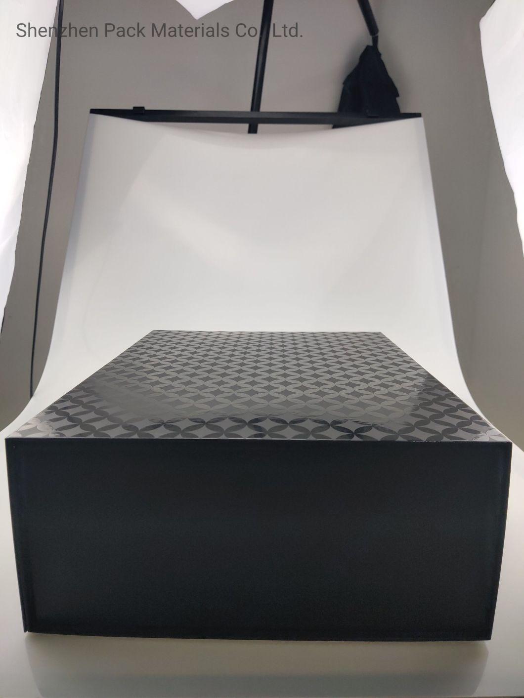 Black Matt Folding Magnetic Logo Custom Packaging Foldable Hardness Luxury Gift High Garment Shoes Box