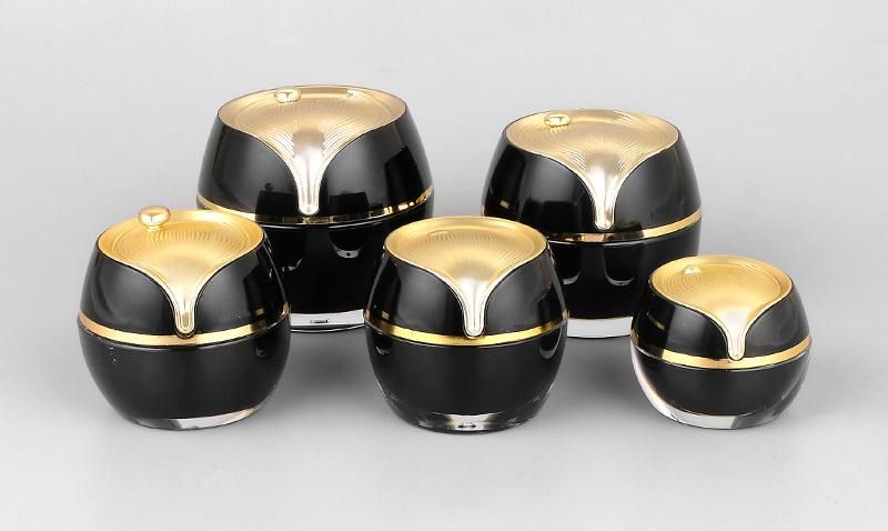 Fast Shipping in Stock 5g 10g 15g 30g 50g 100ml Black Acrylic Cosmetic Jar Pot Cream Plastic Skin Care Containers