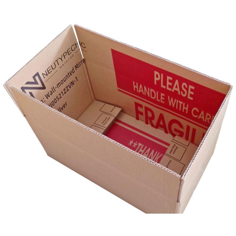 Disposable Recycle Flat Kraft Paper Packaging Shipping Corrugated Carton Box