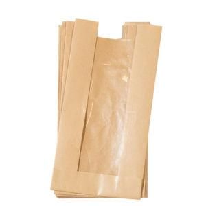 Custom Printed Food Grade Retail Grocery Popcorn Packaging Potato Chips Kraft Paper Bag with Window