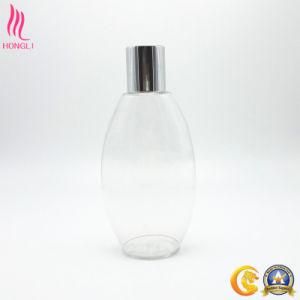 Transparent Oval Plastic Bottle with Silver Screw Lid