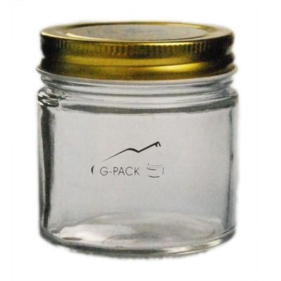 Straight Side Glass Jar with Gold Cap for Food Packing