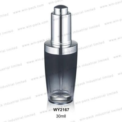 Gradient Black Plastic Cosmetics Containers Oil Lotion Pump Dropper Bottle 30ml