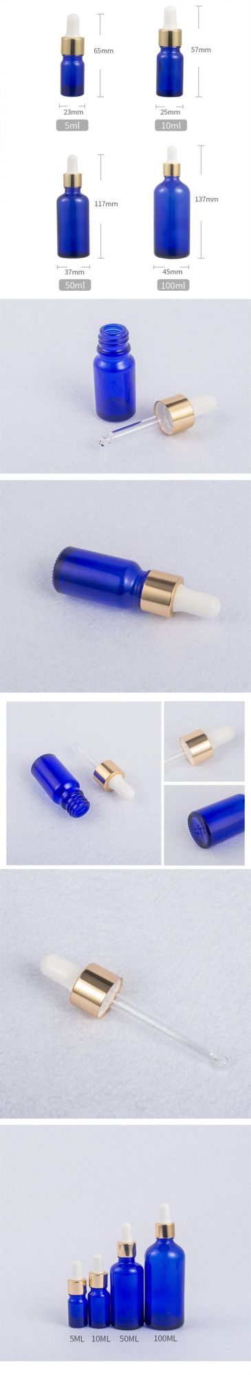 5ml 10ml 50ml 100ml Blue Essential Oil Bottle Glass Dropper Bottle