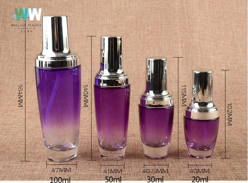 20ml Emulsion Pump Glass Pressing Lotion Purple/Black Cosmetic Bottle