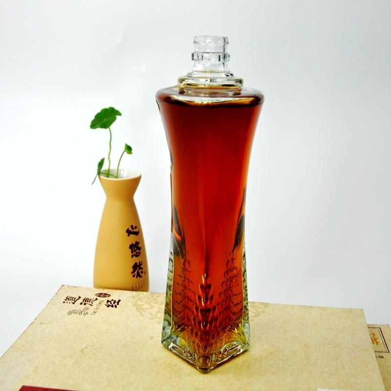 Customized Tower Shape Liquor Spirit 500ml Clear Glass Bottle